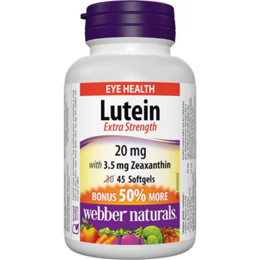 Webber Lutein Extra Strength 20 mg with 3.5 mg Zeaxanthin front package