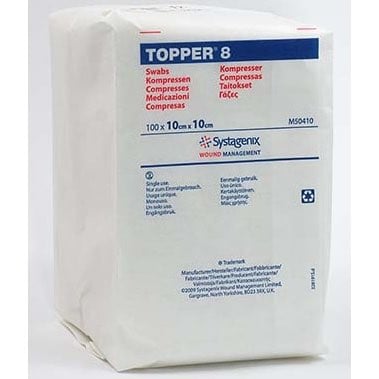Gauze Sponge Topper Nu - Gauze Non Woven Non Sterile 4 Ply for Farm Animals Pack of 100 Units 10 cm x 10 cm