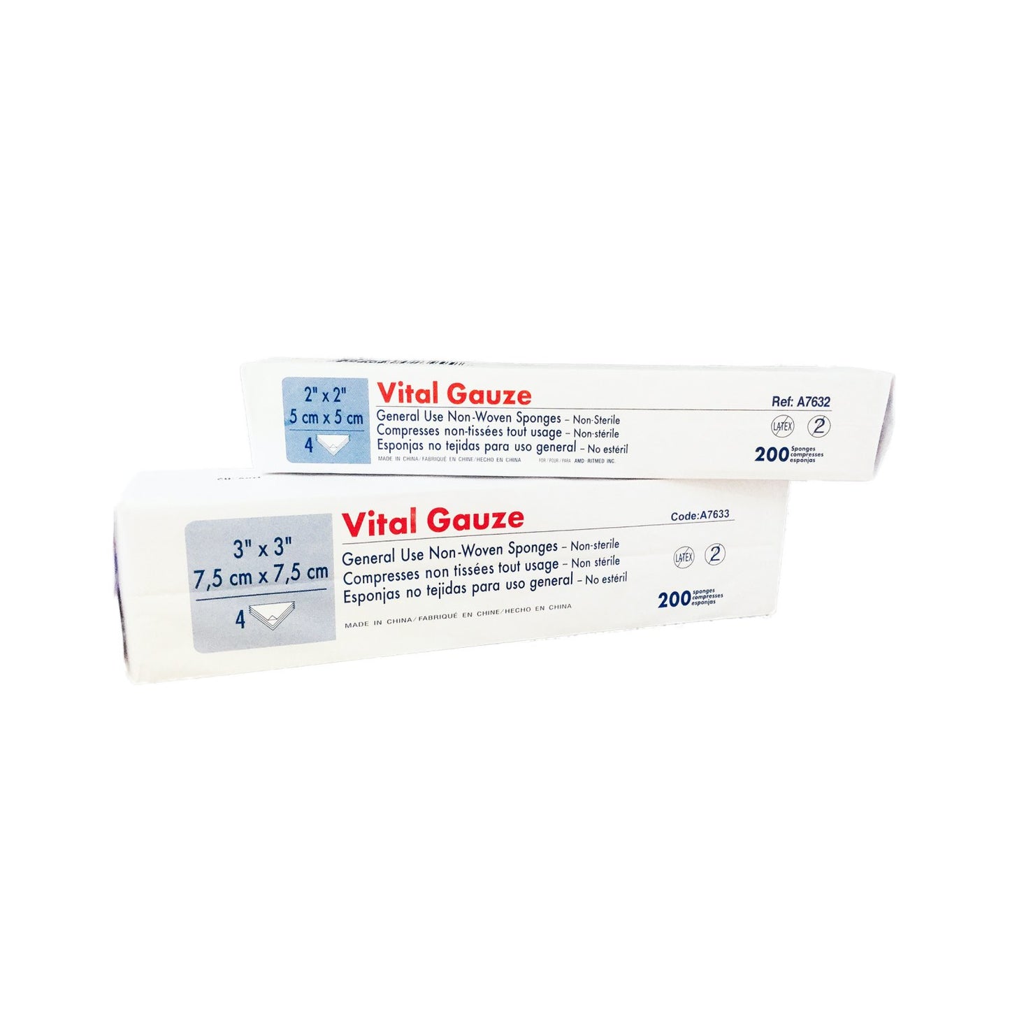 Gauze Sponge Non Woven Non Sterile 4 Ply for Farm Animals Pack of 200 Units 2 in X 2 in