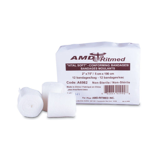 VitalSoft Conforming Bandage Box of 12 Rolls 2 in x 75 in