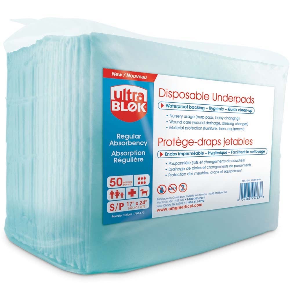 Disposable Underpads for Regular Absorbency Pack of 300 Units 17 in x 24 in