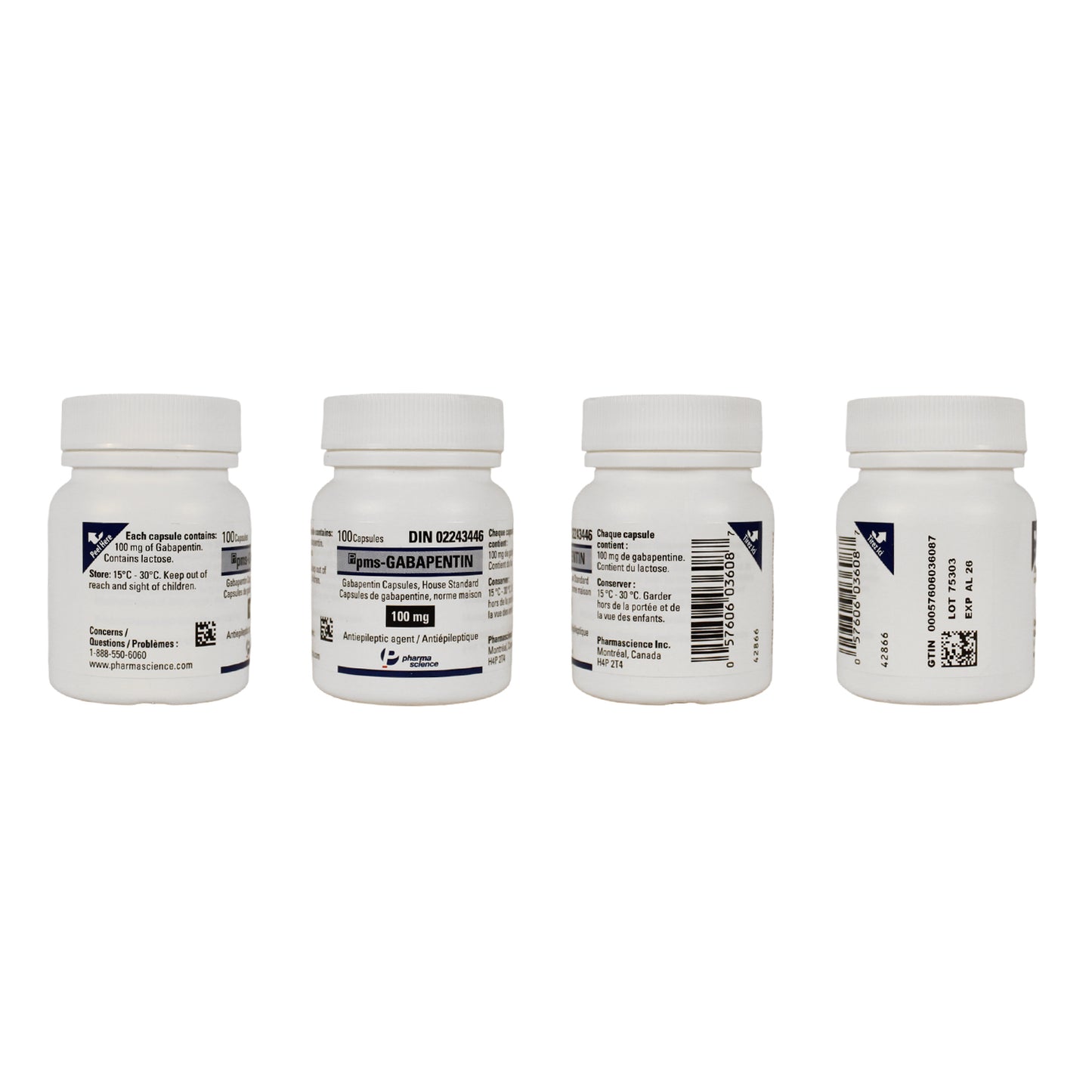 Pms - Gabapentin Capsule 1 Bottle of 100 Capsules