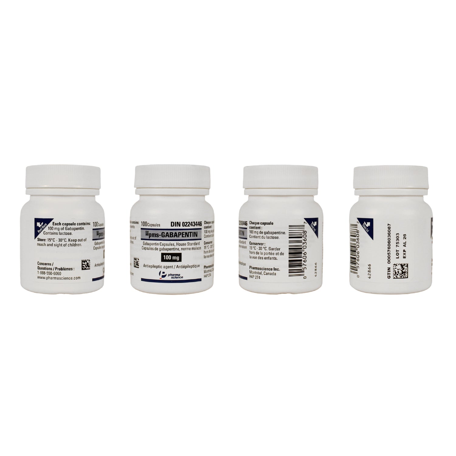 Pms - Gabapentin Capsule 1 Bottle of 100 Capsules