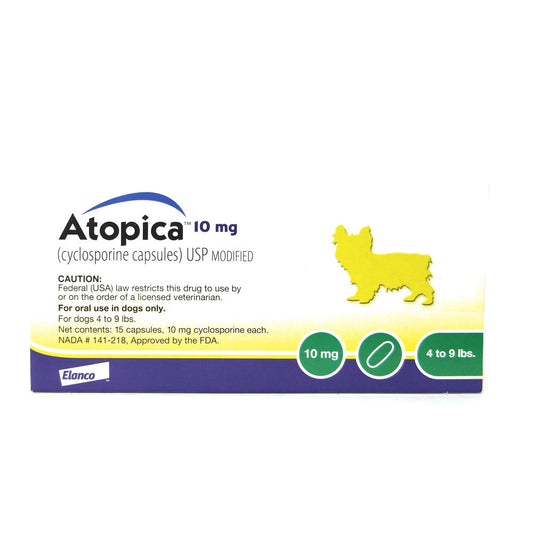 Atopica for Dogs of Cyclosporine That Immediately Forms A Microemulsion in An Aqueous Environment. ATOPICA Is Indicated for the Control of Clinical Signs of Atopic Dermatitis in Dogs. Box of 15 Cap