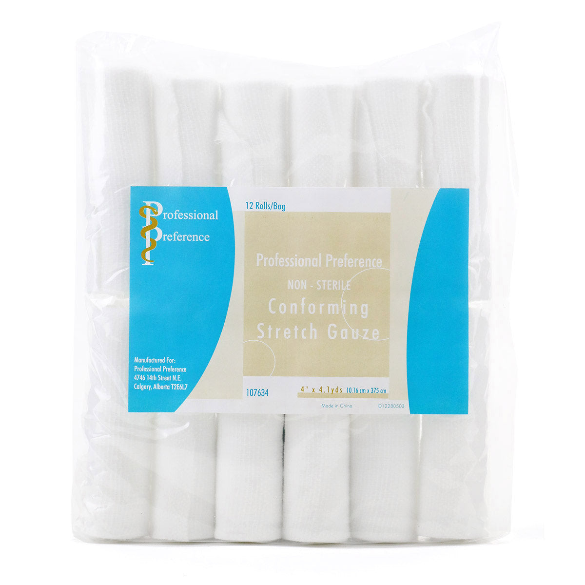 Bandage Conforming Stretch Gauze (4 in) Box of 12 Rolls