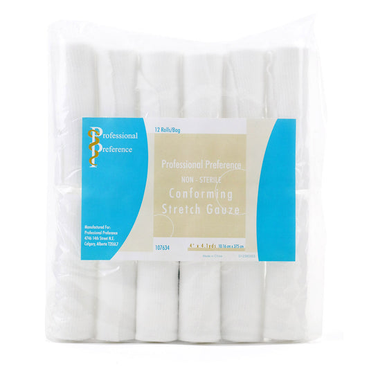 Bandage Conforming Stretch Gauze (4 in) Box of 12 Rolls