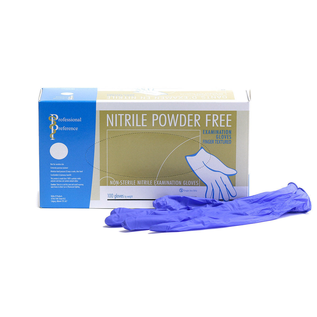 Glove Exam Nitrile Non Sterile Powder Free (Blue) Box of 100 Gloves, Medium
