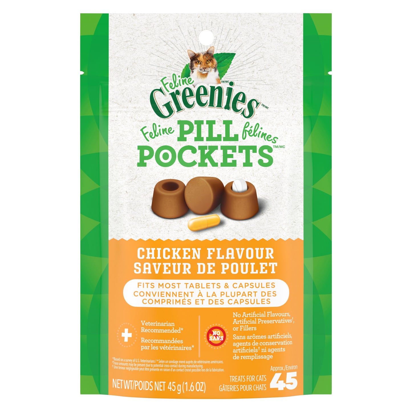 Pill Pockets Capsules or Tablets for Cats (Chicken) 45 g Bag