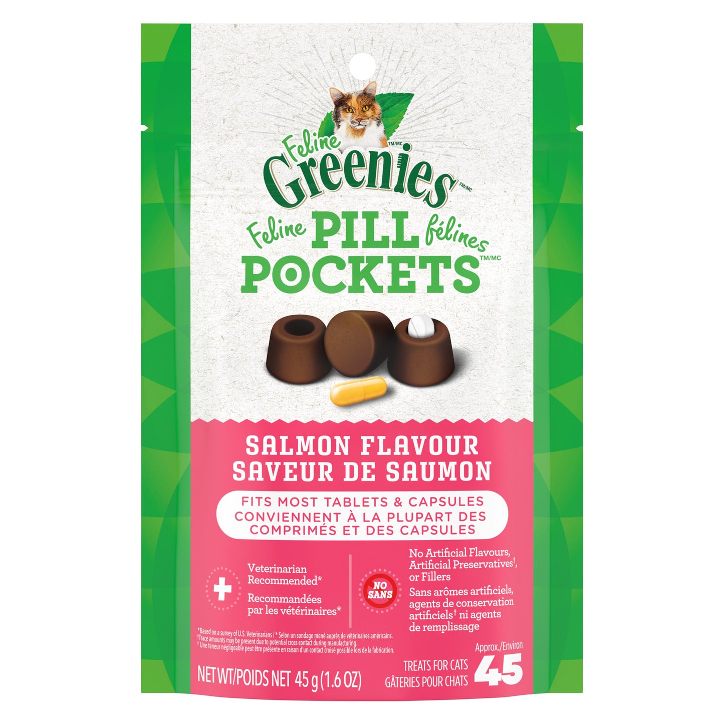 Pill Pockets Capsules or Tablets for Cats (Salmon) 45 g Bag