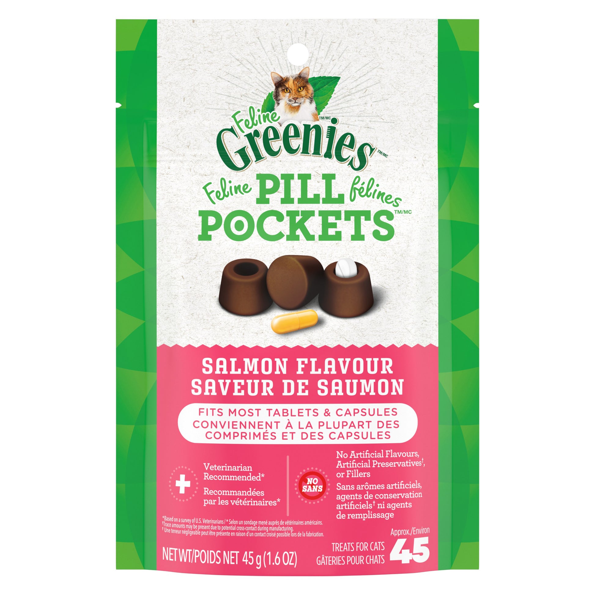 Pill Pockets Capsules or Tablets for Cats (Salmon) 45 g Bag