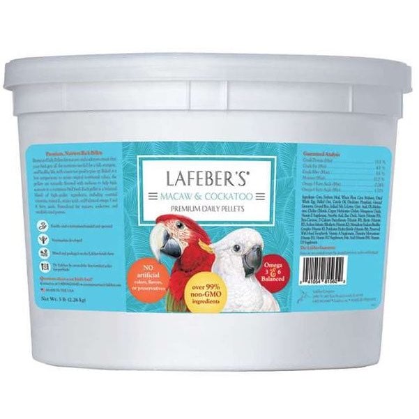 Pellet Diet for Macaws and Cockatoos for Birds 2.26 kg Pail