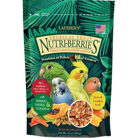 Nutri - Berries Tropical Fruits for Parakeets, Cockatiel, Lovebirds and Conures 284 g Bag