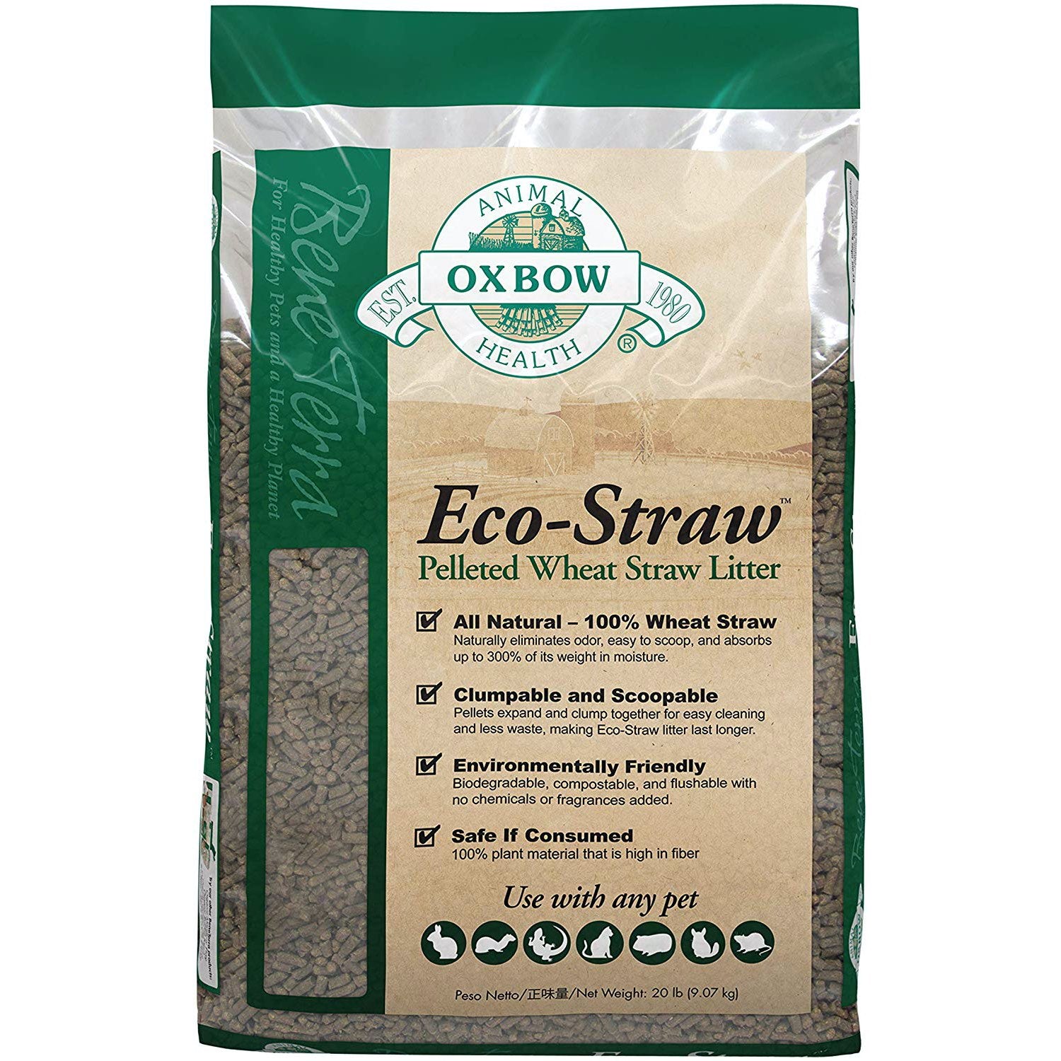 Eco - Straw Wheat Straw Litter for Small Pets 20 lb Bag