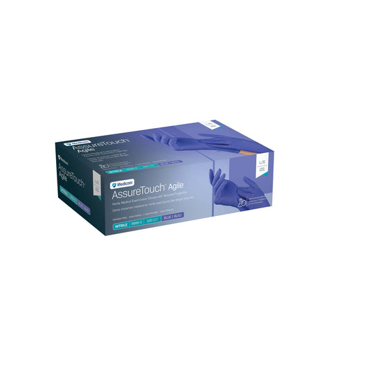 AssureTouch Agile Nitrile Exam Gloves, Powder-Free, Non-Sterile, Blue, Large (Box of 100)