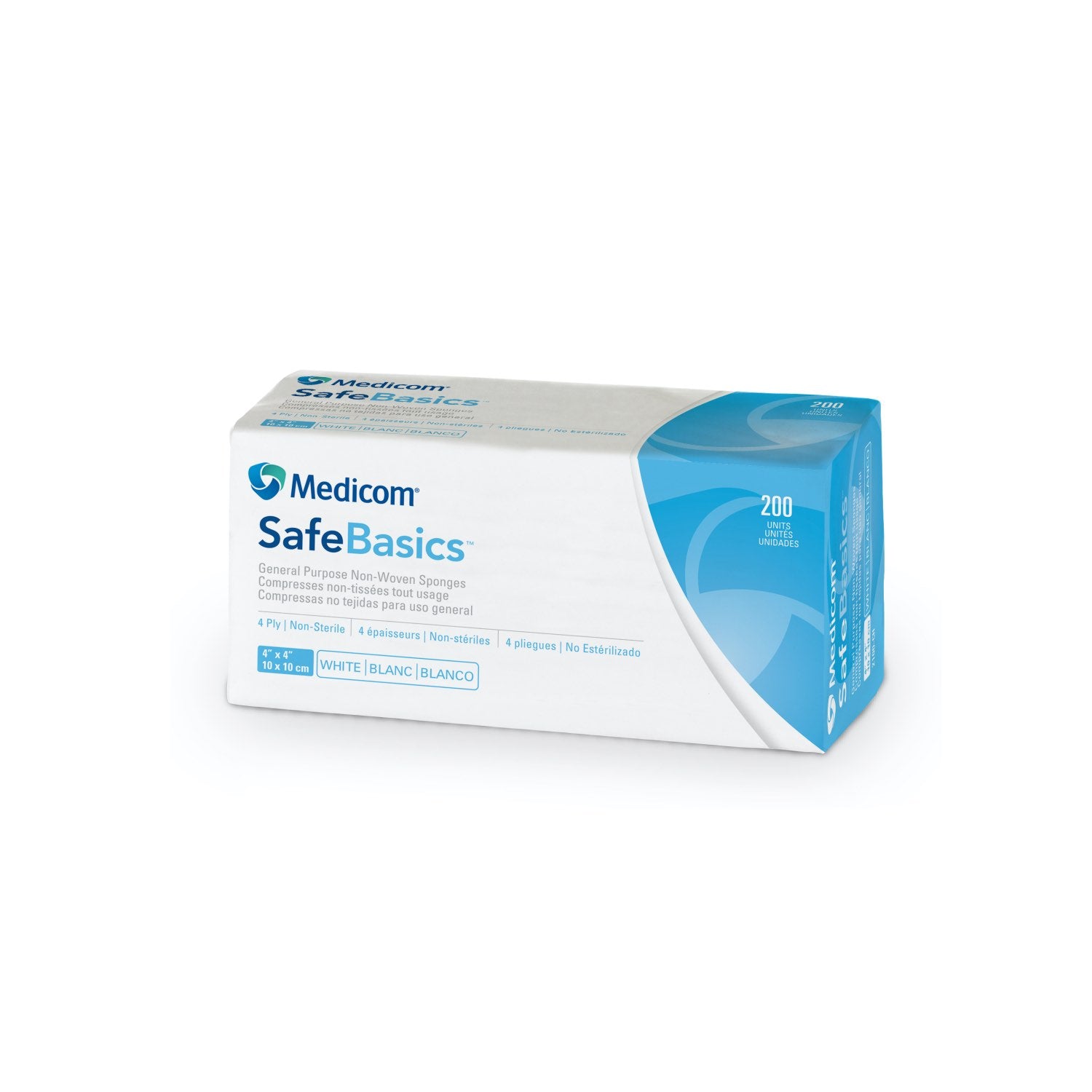 Gauze Sponge SafeBasics Non Woven Non Sterile 4 Ply for Farm Animals Pack of 200 Units 4 in x 4 in
