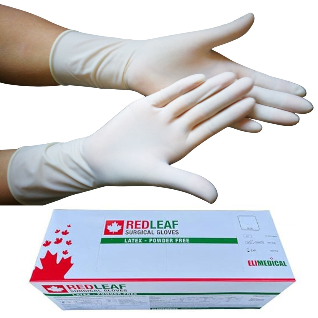 Glove Surgical Latex Redleaf Slightly Powdered Box of 50 Pairs