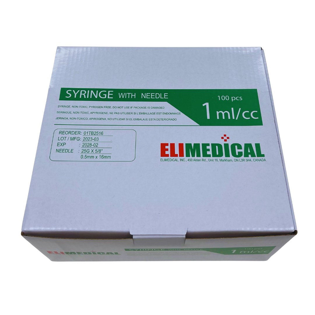 Syringes 1 mL with LS Needle Softpack Box of 100 Syringes 25 g x 5 / 8 in