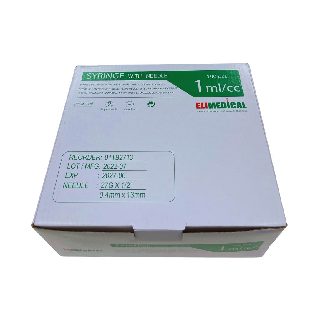Syringes 1 mL with LS Needle Softpack Box of 100 Syringes 27 g x 1 / 2 in