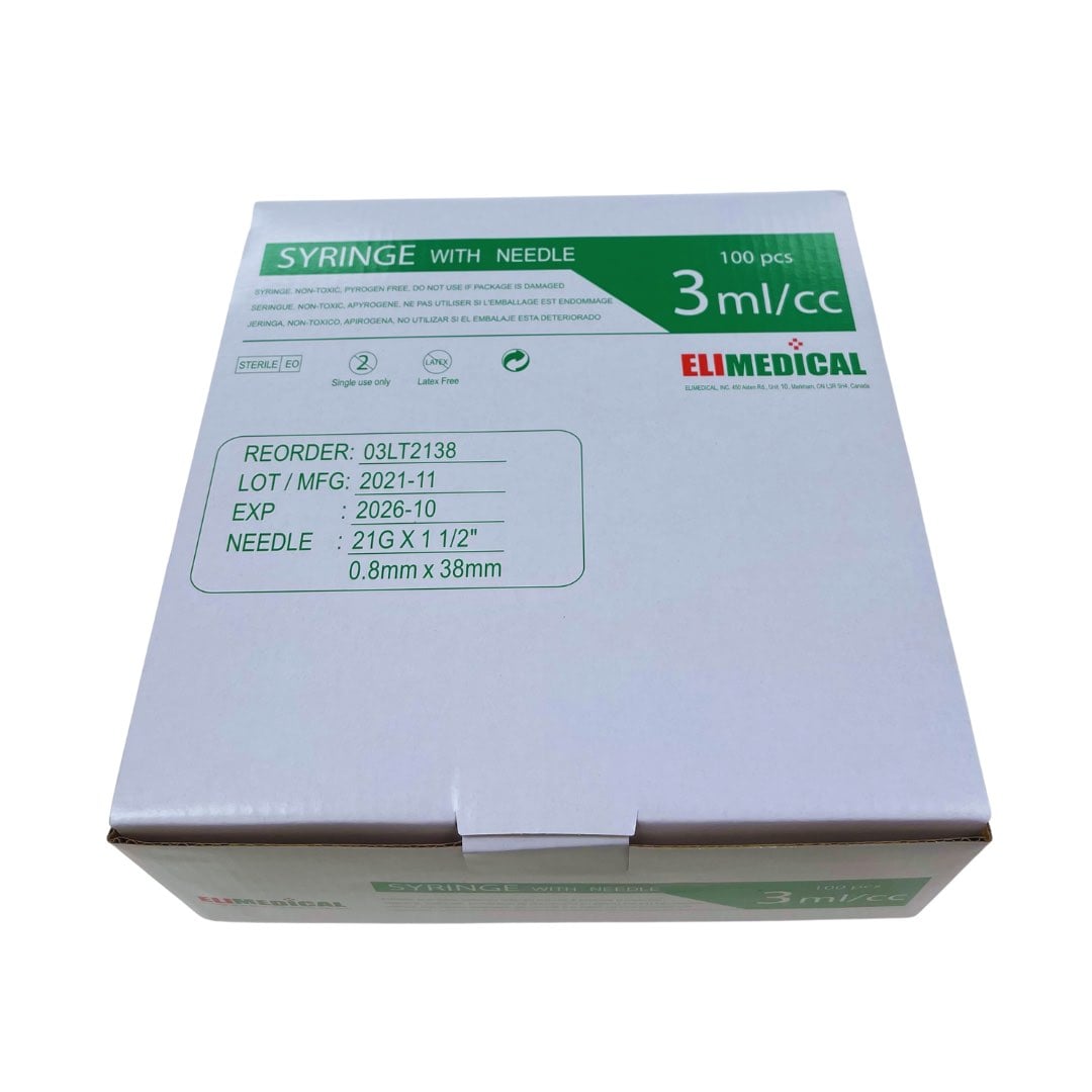 Syringes 3 mL with LL Needle Softpack Box of 100 Syringes 21 g x 1 1 / 2 in
