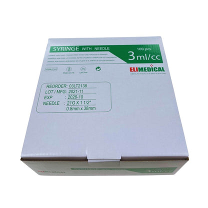 Syringes 3 mL with LL Needle Softpack Box of 100 Syringes 21 g x 1 1 / 2 in