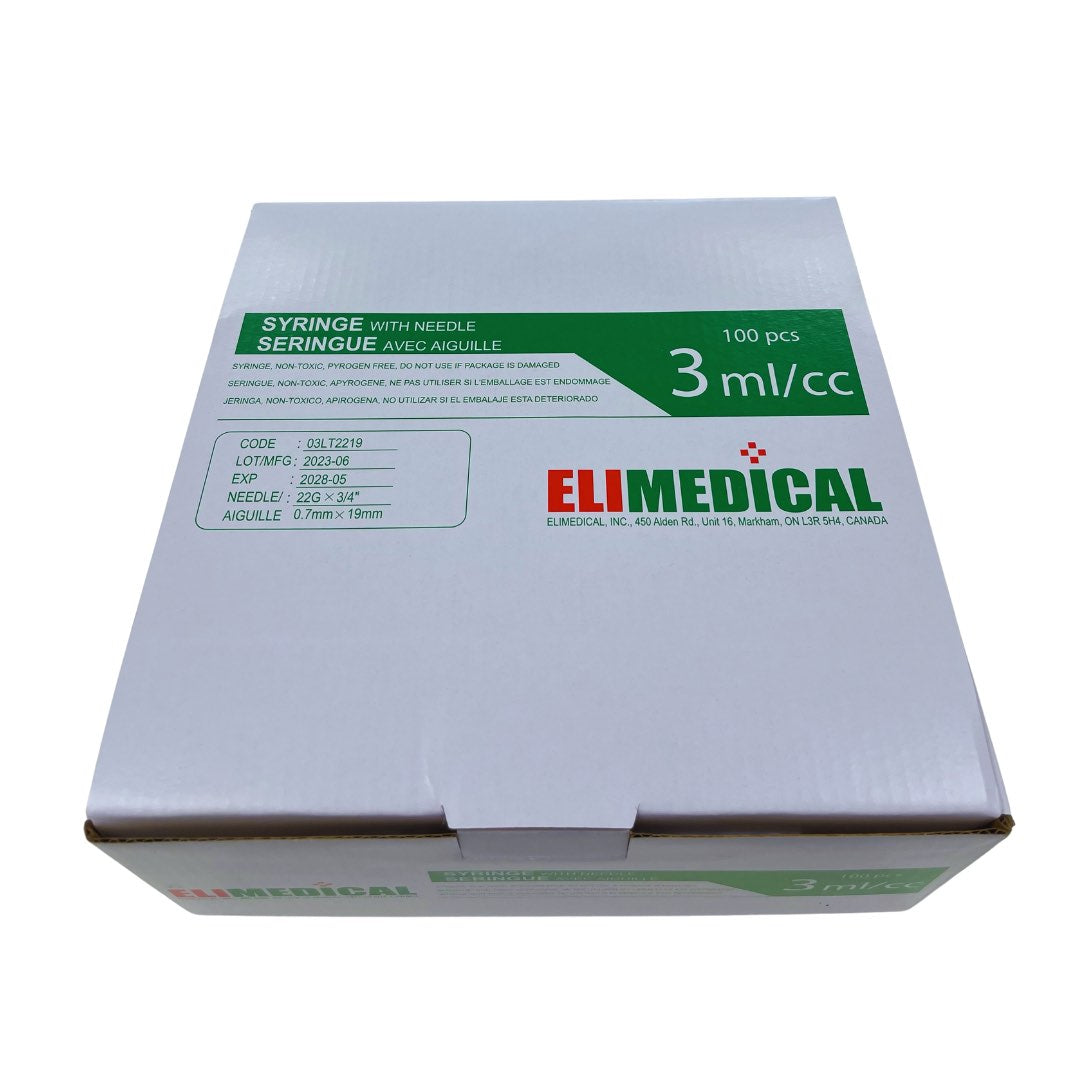 Syringes 3 mL with LL Needle Softpack Box of 100 Syringes 22 g x 3 / 4 in