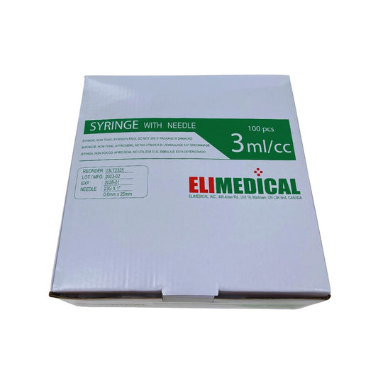 Syringes 3 mL with LL Needle Softpack Box of 100 Syringes 23 g x 1 in
