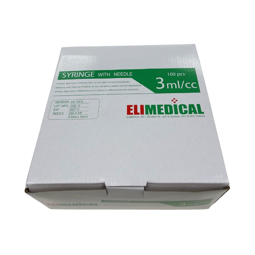 Syringes 3 mL with LL Needle Softpack Box of 100 Syringes 25 g x 5 / 8 in