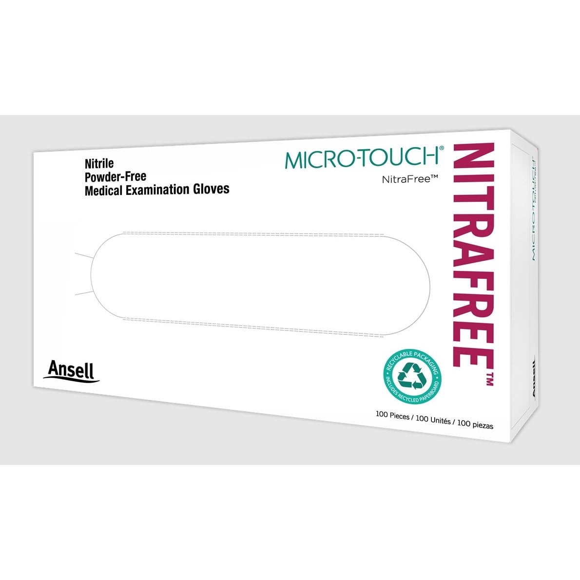 Micro - Touch NitraFree Nitrile Exam Gloves, Powder-Free, Non-Sterile, Pink (Box of 100)