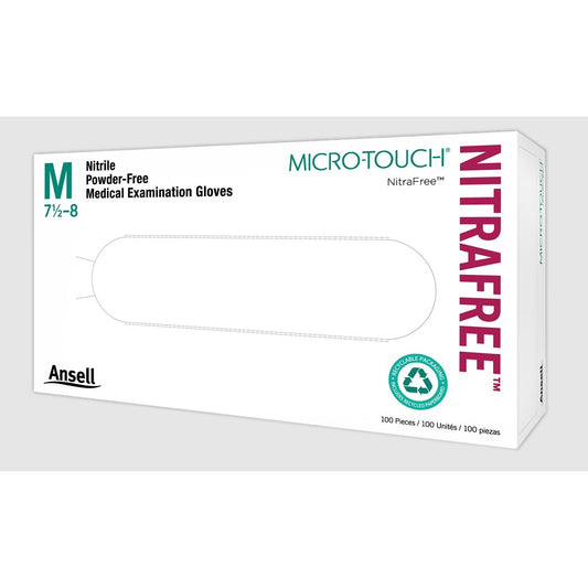Micro - Touch NitraFree Nitrile Exam Gloves, Powder-Free, Non-Sterile, Pink, Medium (Box of 100)
