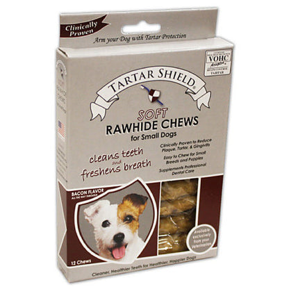 Rawhide Soft Chew for Small Dogs (Bacon) 12 Chew Strips
