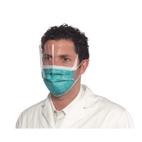 ProShield Earloop Level 3 Face Mask with Eye Shield (Teal) Box of 25 Masks