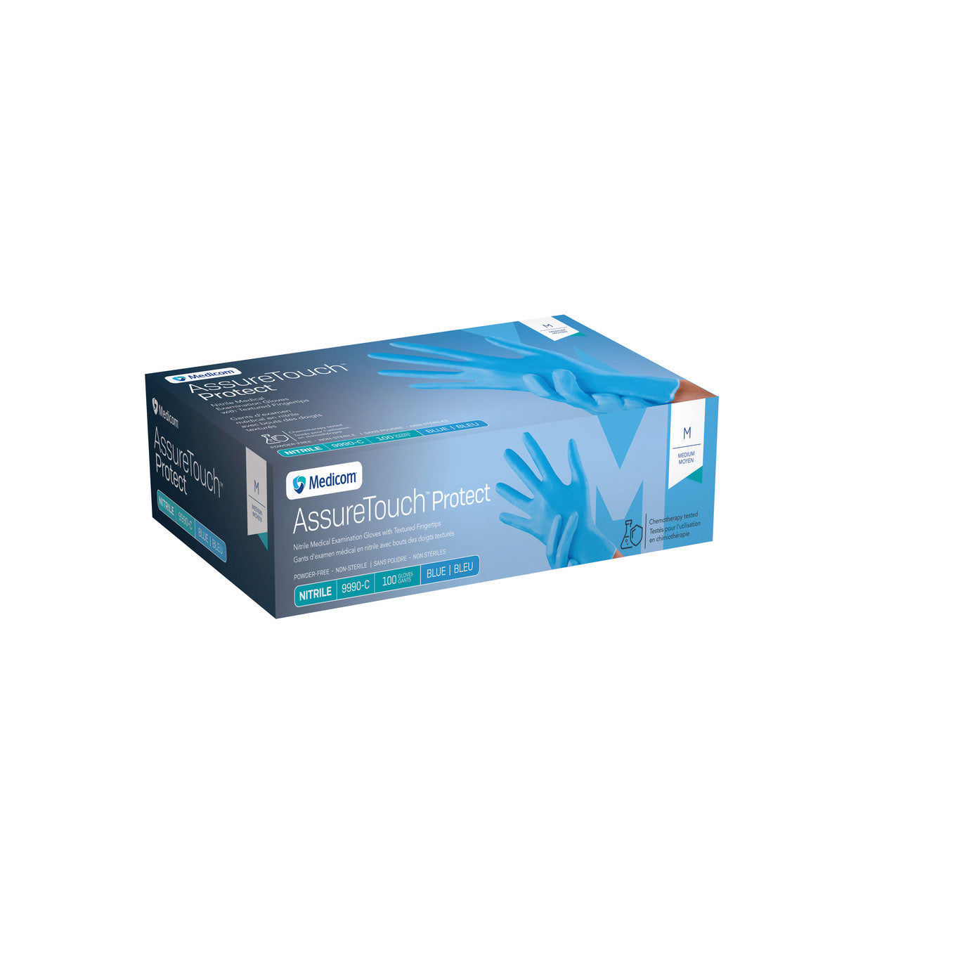 AssureTouch Protect Nitrile Exam Gloves, Powder-Free, Non-Sterile, Blue, Medium (Box of 100)