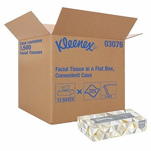 Facial Tissue Kleenex in A Flat Box 2 - Ply 12 x Pack of 125