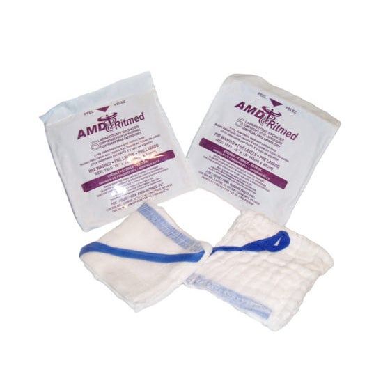 Laparotomy Sponge Sterile Pre - Washed (X - Ray) for Farm Animals Pack of 5 Units 12 in x 12 in