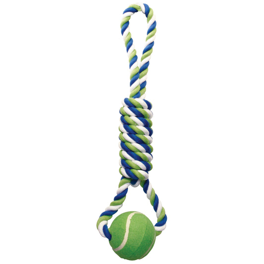 Knotted Rope Spiral Tug with Tennis Ball Dog Toy for Dogs 18 in 1 Toy