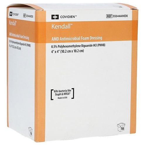 Foam Dressing Kendall AMD Anticrobial Pack of 1 Unit 4 in x 4 in
