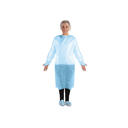 Polyethylene Isolation Gown (Blue) Pack of 15 Gowns
