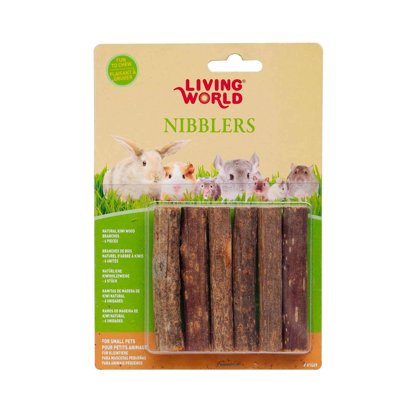 Nibblers Wood Chews Sticks for Small Pets (Kiwi) Pack of 6