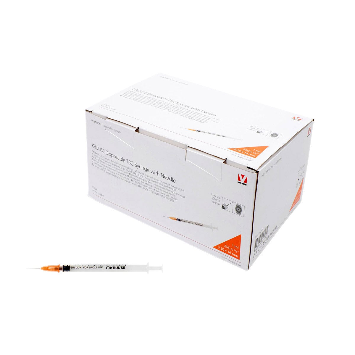 Syringe 1 mL with Needle Box of 100 Syringes 25 g x 5 / 8 in