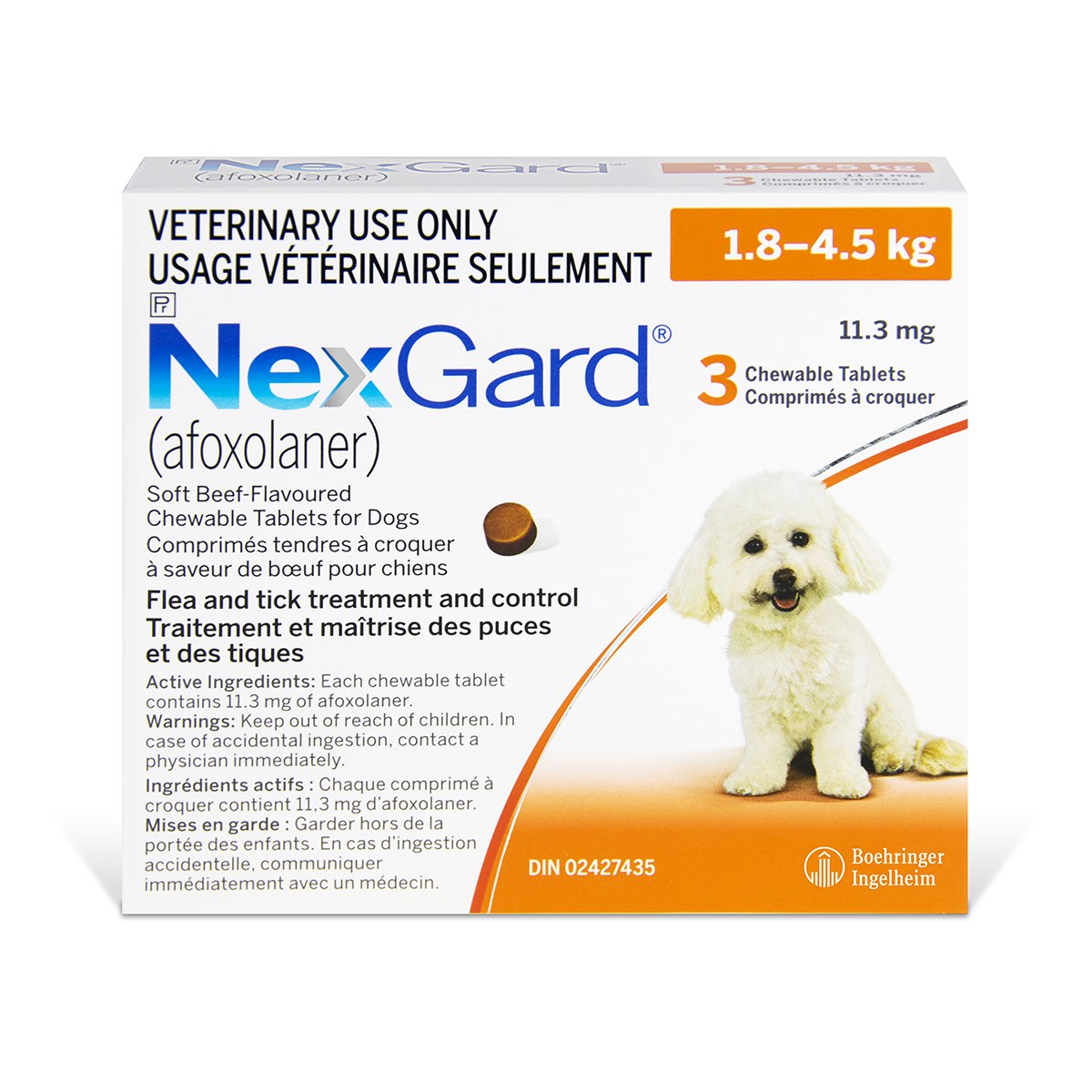 NexGard Chewable Tablets for Dogs Tender Chew 1 Box of 3 Soft Chews