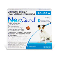 NexGard Chewable Tablets for Dogs, 4.6 - 10.9 kg (Blue), 3 Units - product image 1