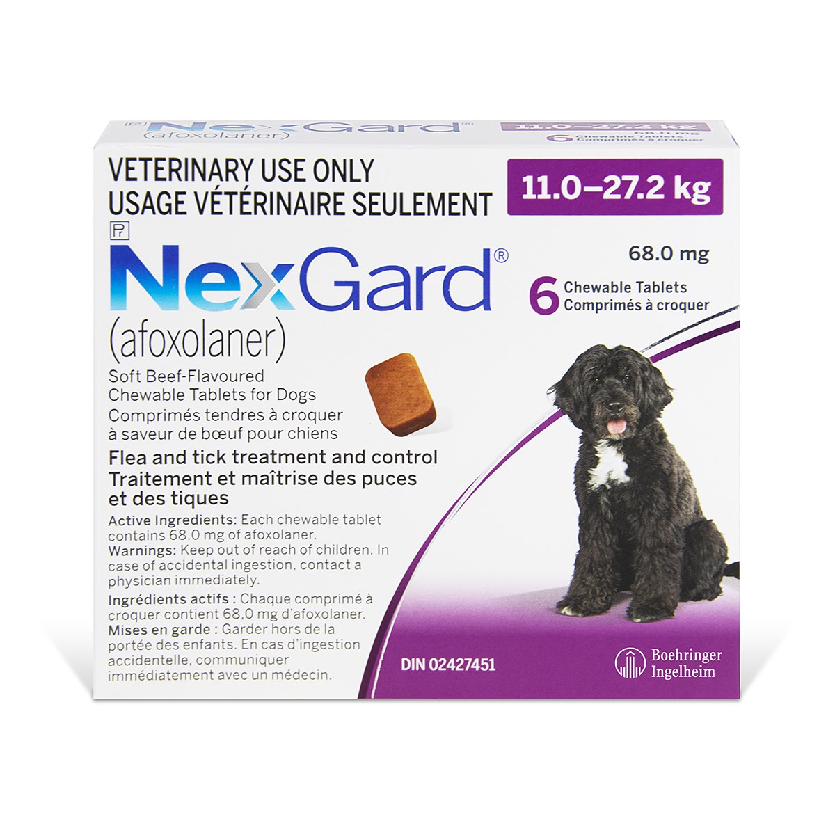 NexGard Chewable Tablets for Dogs (Purple) (11 - 27.2 kg) 6 Chewable Tablets