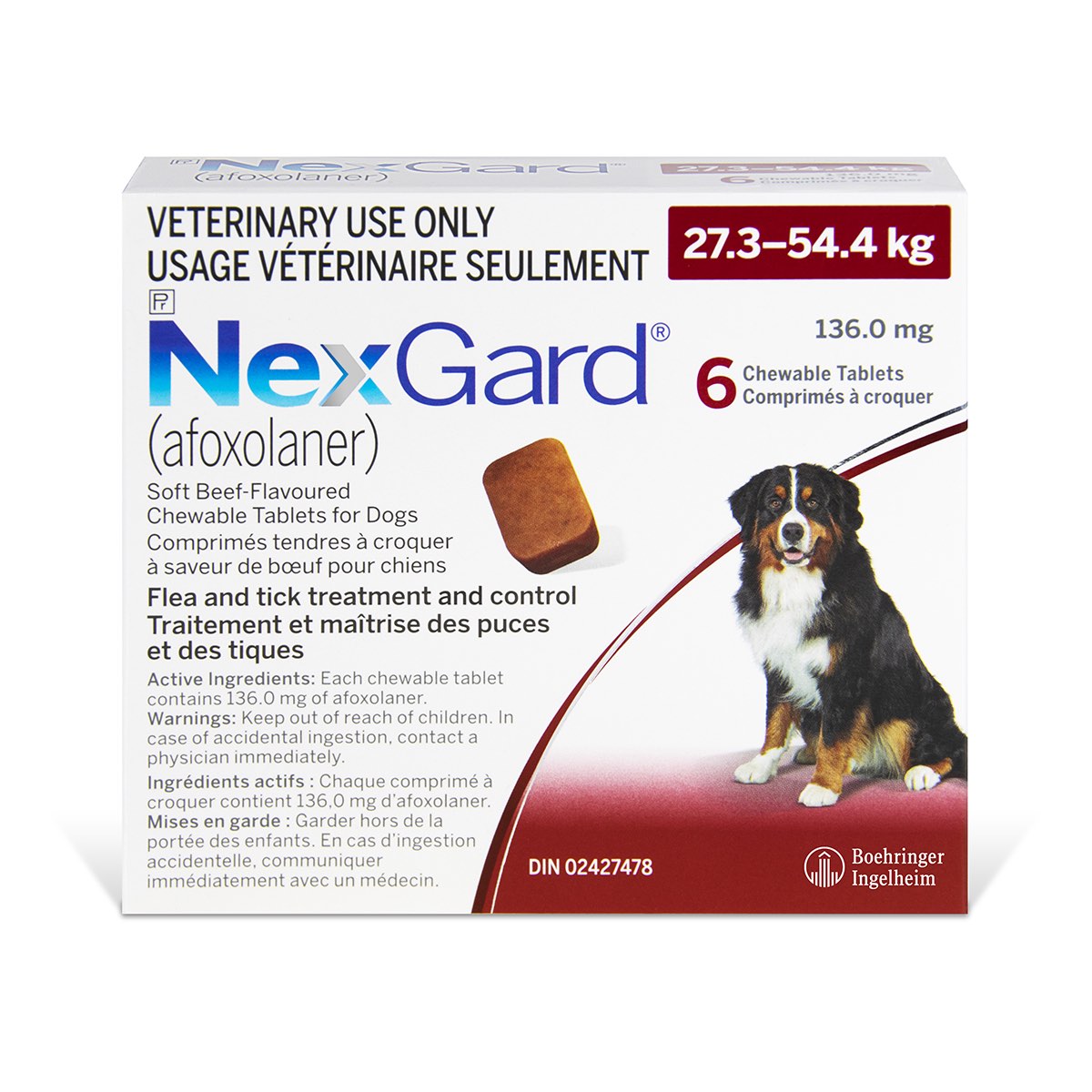 NexGard Chewable Tablets for Dogs (Red) (27.3 - 54.4 kg) 6 Chewable Tablets