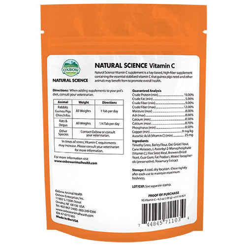 Natural Science Vitamin C Support for Small Pets (Original) 120 g Bag of 60 Tablets - additional product view 2