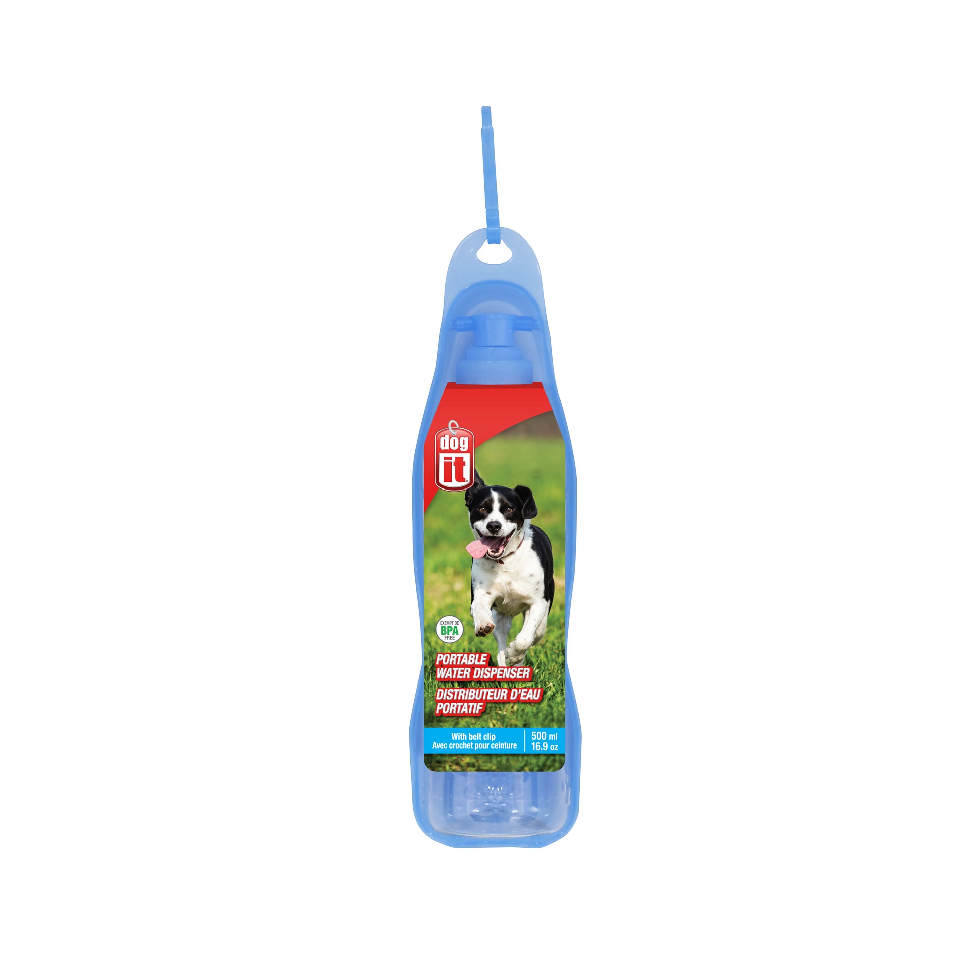 Portable Water Dispenser with Pet Bottle for Dogs (Blue) 500 mL 1 Bottle