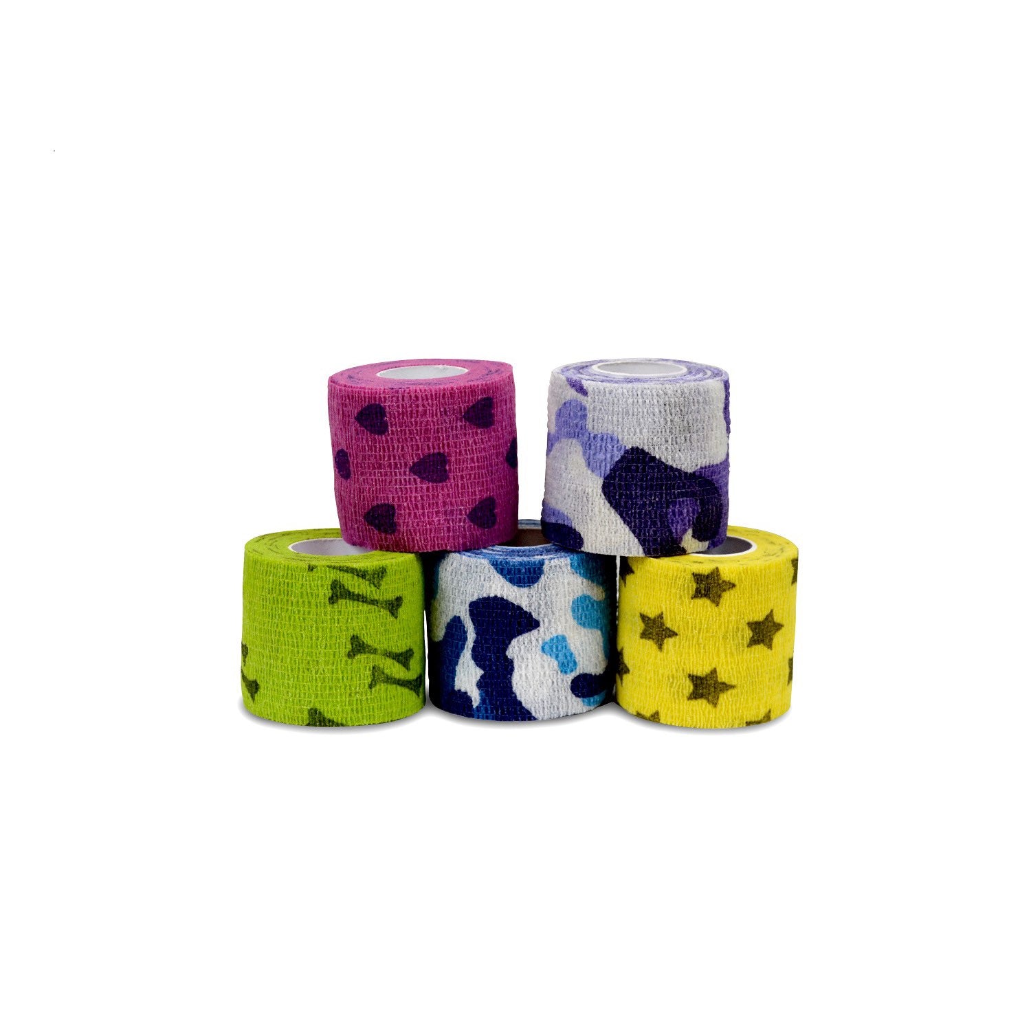 Cohesive Bandage with Latex 36 X 2 in, Assorted Prints, Box of 36 Rolls