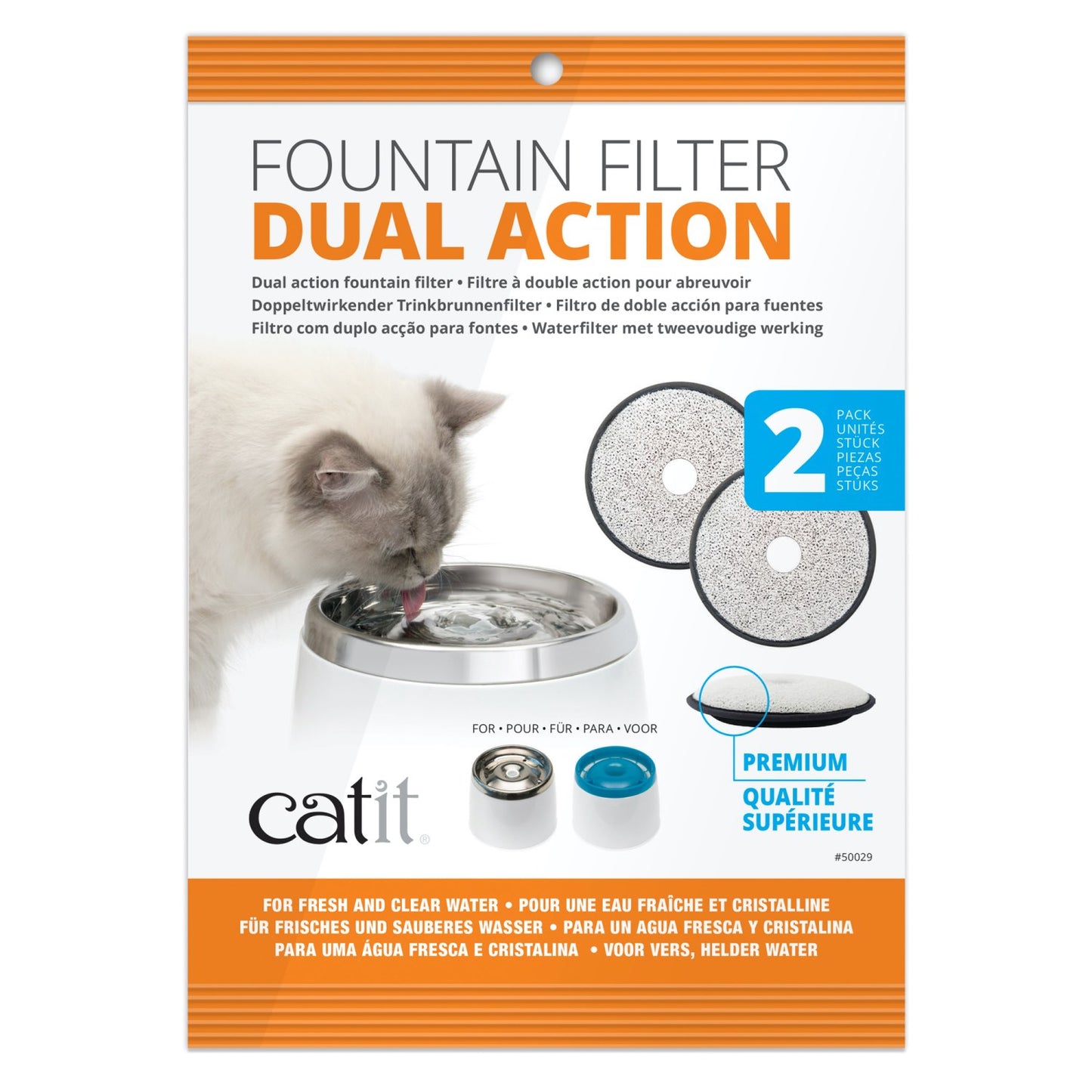 Premium Dual Action Filter for Drinking Fountain Fresh & Clear for Cats Pack of 2 - additional product view 2