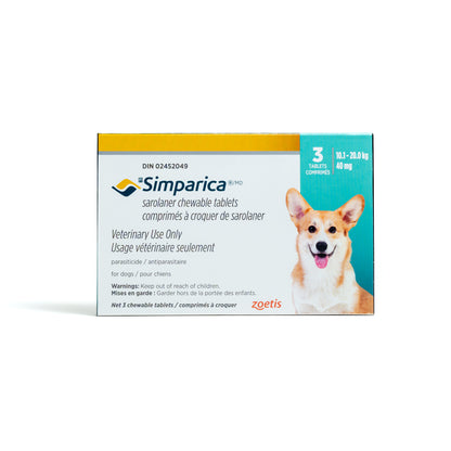 Simparica for Dogs, 10.1 - 20 kg (Aqua), 3 Chews - product image 2