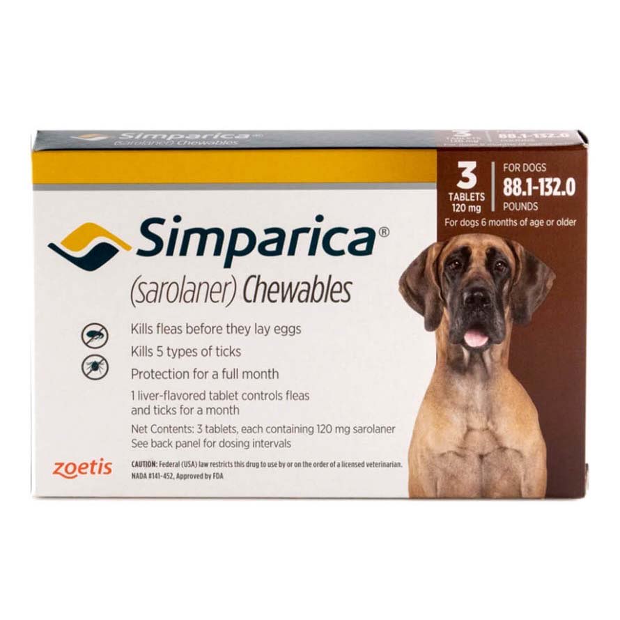 Simparica for Dogs, 40.1 - 60 kg (Brown), 3 Chews - product image 2