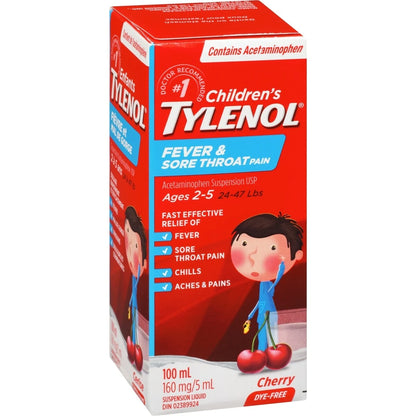 Tylenol Children's Medicine Fever & Sore Throat Pain Liquid, Cherry product detail